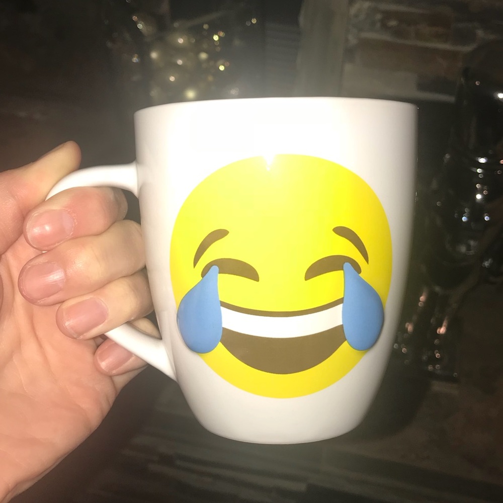 NEW Emoji crying laughing 😂 face coffee drink mug